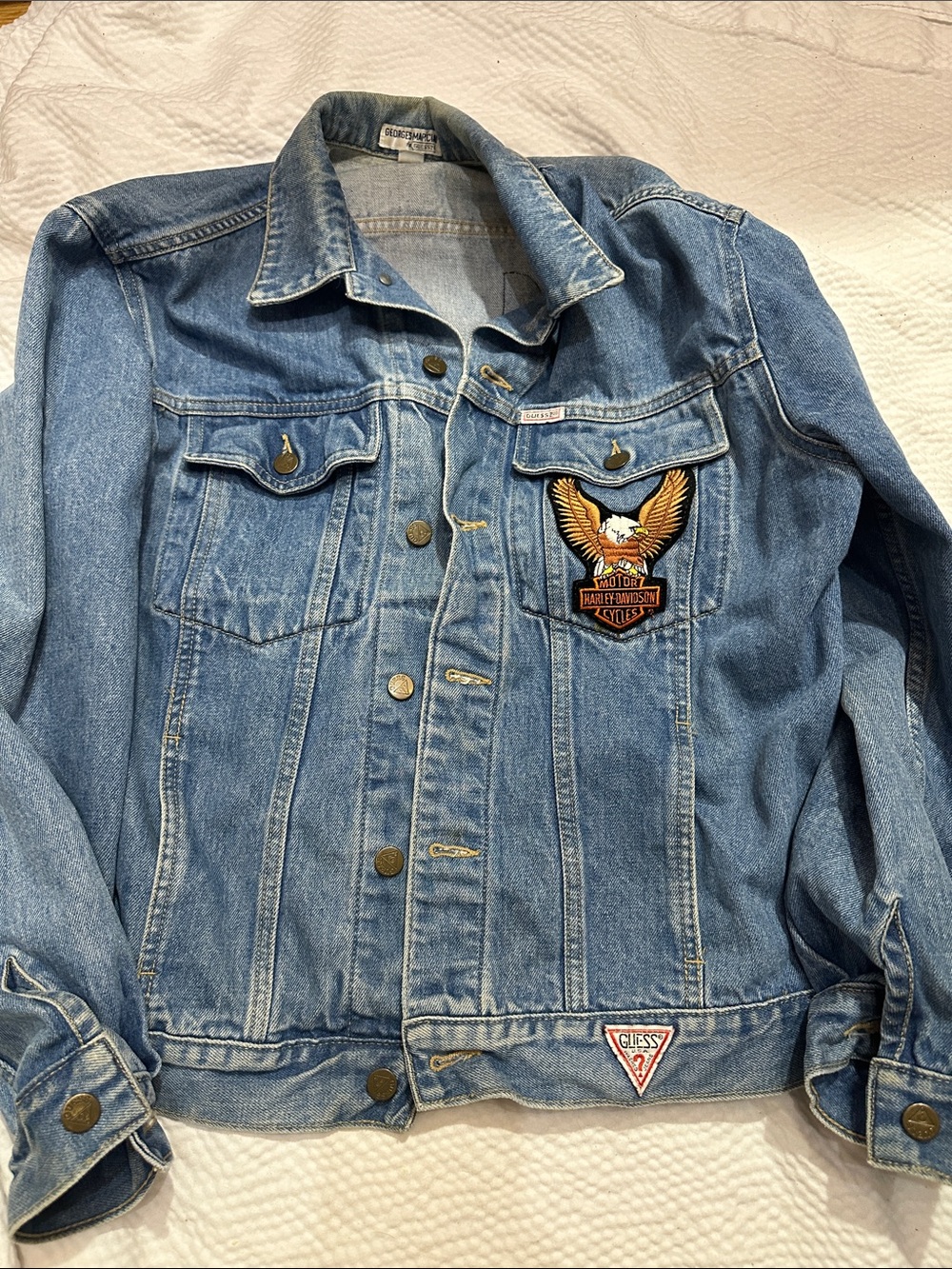 Vintage George’s Marciano Guess Harley Davidson Jean Jacket,L, Men or Women